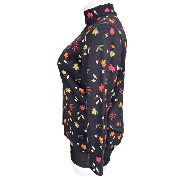Croft & Barrow Womens T Shirt Top Long Sleeve Mock Neck Leaf Print Petite XL - Picture 4 of 8